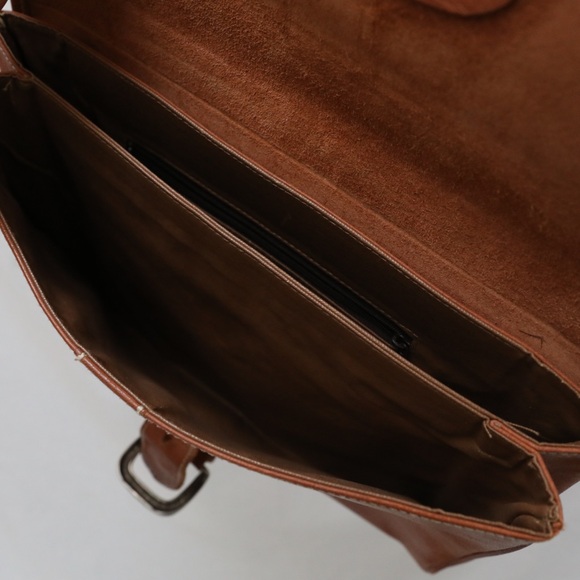 GENUINE leather clutch bag vintage Zippi brown cowhide large silver buckle rodeo - Picture 7 of 7